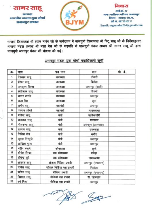 भाजयुमो अभनपुर मंडल