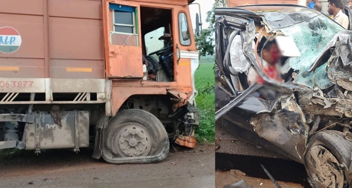 ट्रक और क्रेटा की भीषण टक्कर
